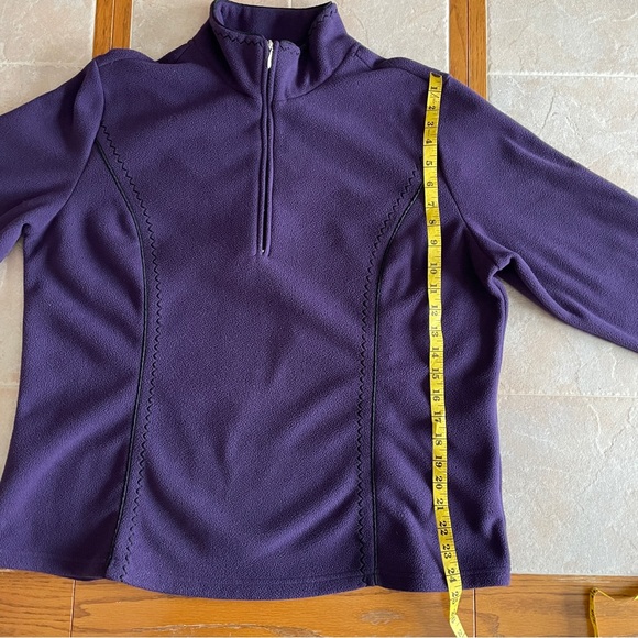 Coldwater Creek 1/2 Zip Fleece Pullover Jacket Purple Black Trim Women's Sz L - Picture 6 of 7